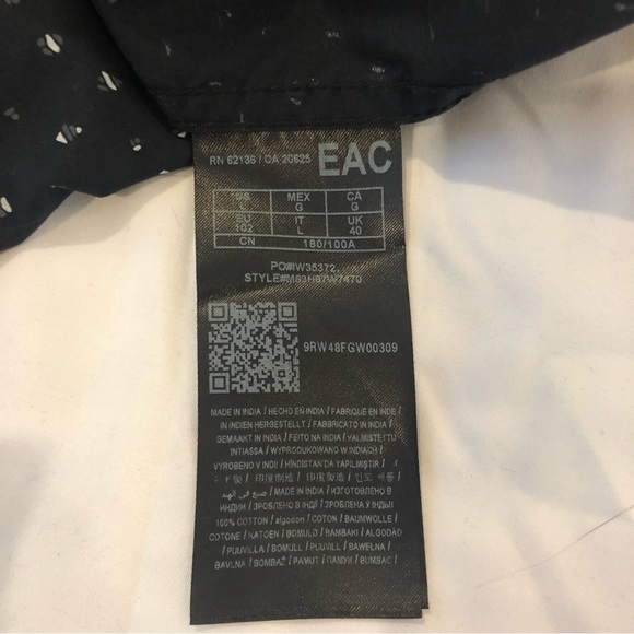 Guess Men’s Black Speckled Long Sleeve Button Down Shirt. Slim fit, Size Large - Picture 7 of 10